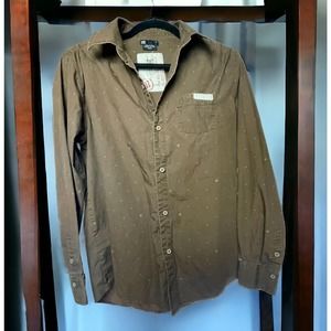 DC Brown Button Down Shirt Logo Print Size Size M/M Skater